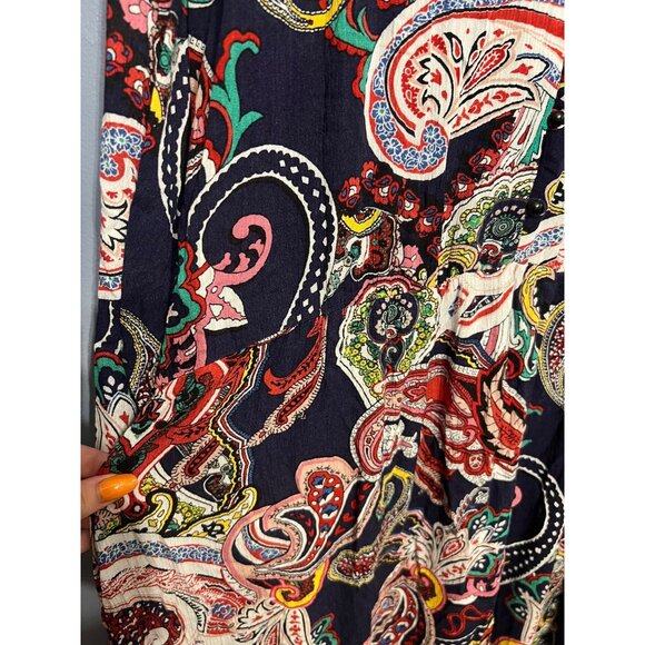 New York & Company Multi Color Paisley Long Sleeve Maxi Dress V Neck Size XL NWT - Picture 7 of 15